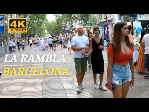 La Rambla - Barcelona - Espanha - Passeio a pé - 4K