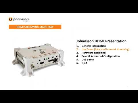 Johansson HDMI Streamer Online Training 