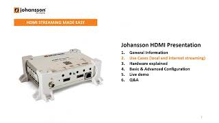 Johansson HDMI Streamer   Online Training  -  English