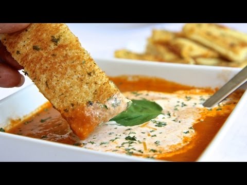 Homemade Roasted Tomato Soup w/ Grilled Cheese Sticks