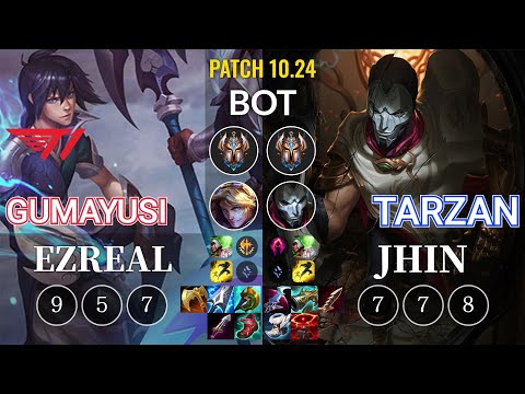 T1 Gumayusi Ezreal vs Tarzan Jhin Bot - KR Patch 10.24