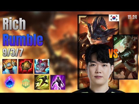 Rich Top Rumble vs Riven lol KR solo rank Full Game 15.24 | 리치 럼블 vs 리븐