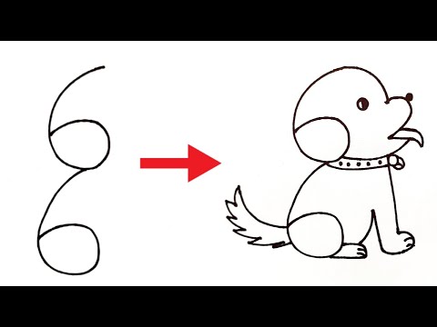 How to draw dog from number 66 | Easy dog drawing 2022 | Number Drawing