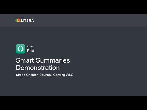 Kira Smart Summaries Demonstration: Litera Webinar Highlight