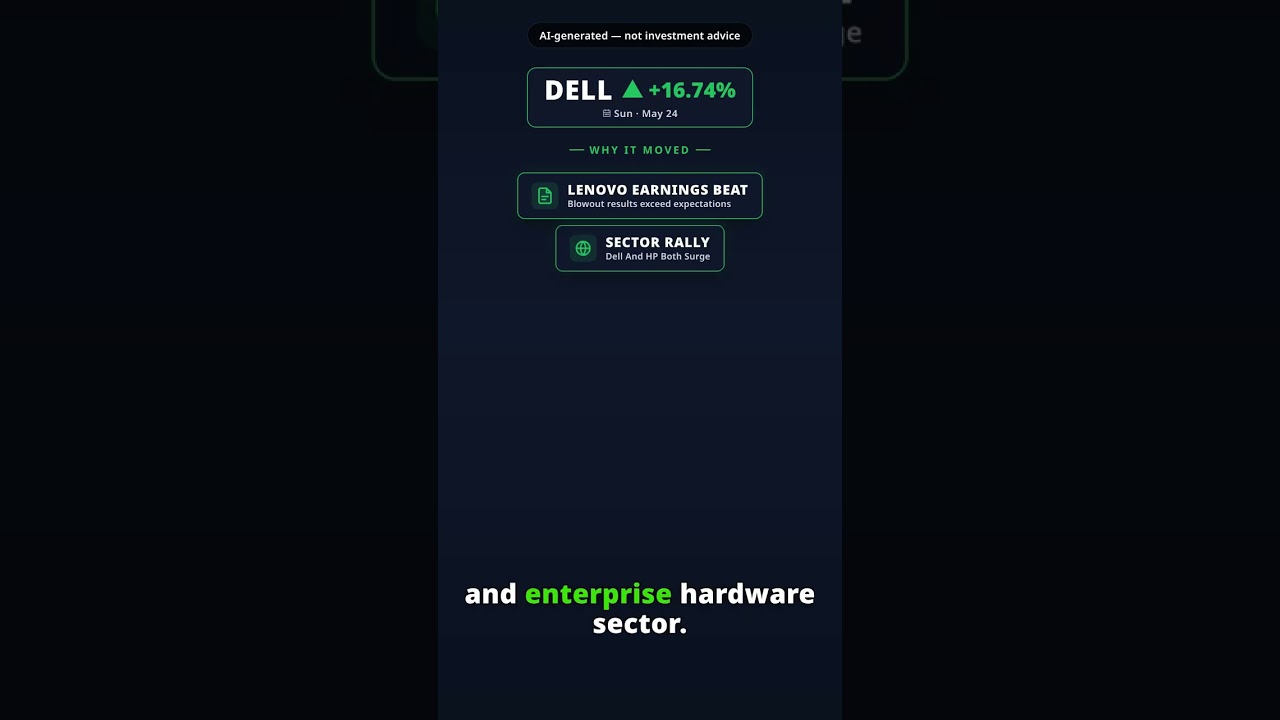 Why Is Dell Technologies Stock Rallying Today? DELL +16.74% (May 24) — Lenovo Earnings Sector Lift