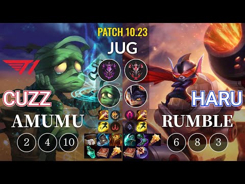 T1 Cuzz Amumu vs Haru Rumble Jungle - KR Patch 10.23