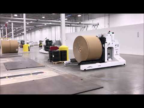 AGV LGV delivering rolls to Harmax tracks