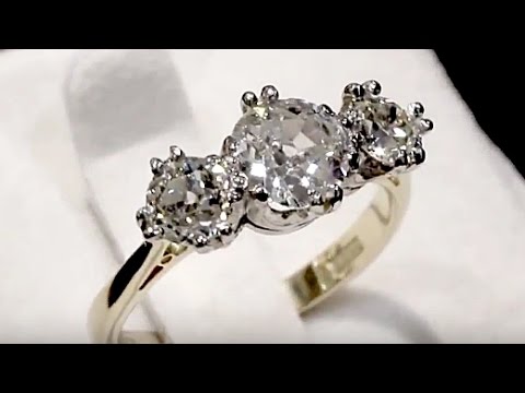 1.56 ct Diamond and 18 ct Yellow Gold Trilogy Ring - Antique and Vintage - AC Silver A1604