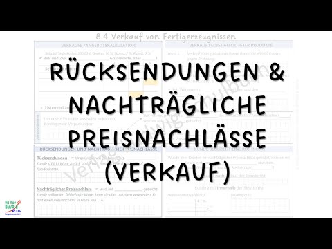 Rücksendungen & nachträgliche Preisnachlässe beim Verkauf - BwR (8. Klasse)