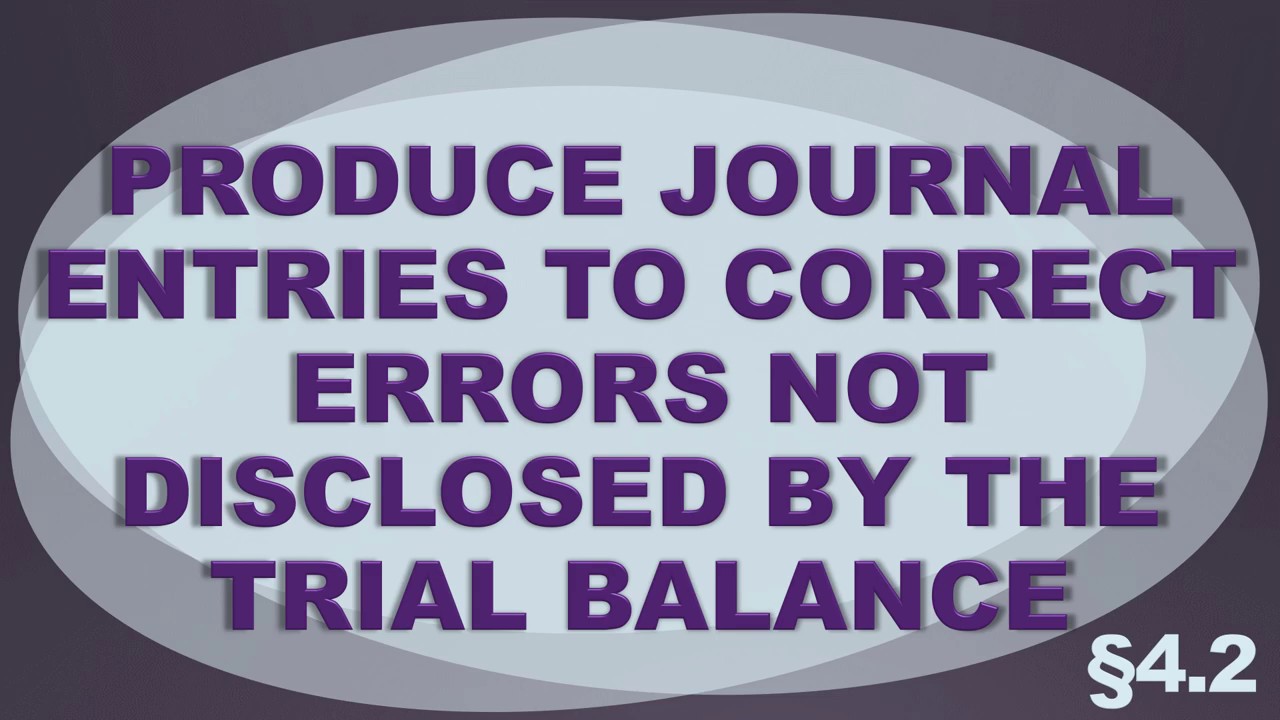 Produce Journal Entries to Correct Errors Not Disclosed by the Trial Balance [§4.2]