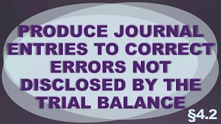 Produce Journal Entries to Correct Errors Not Disclosed by the Trial Balance [§4.2]