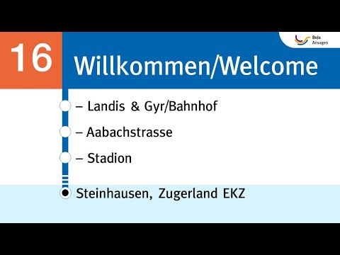 ZVB Ansagen | 16 Zug, Bahnhof - Steinhausen, Zugerland EKZ | 2022 | BoJa Ansagen