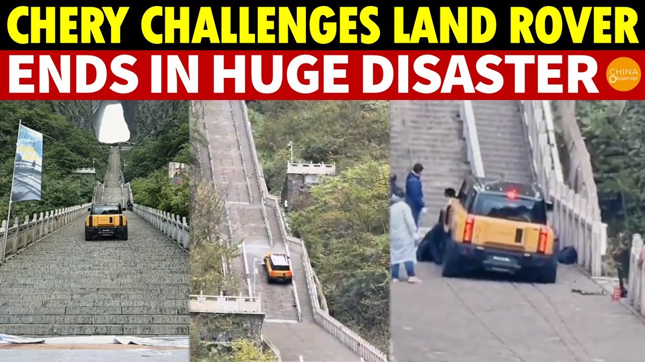 Breaking! Chery’s Attempt to Challenge Land Rover Ends in Disaster—Car Crashes on Tianmen Mountain
