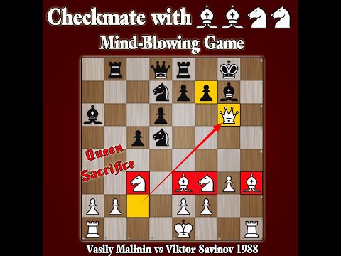Can Two Bishops and Two Knight Checkmate ? | Queen Sacrifice | Malinin vs Savinov 1988