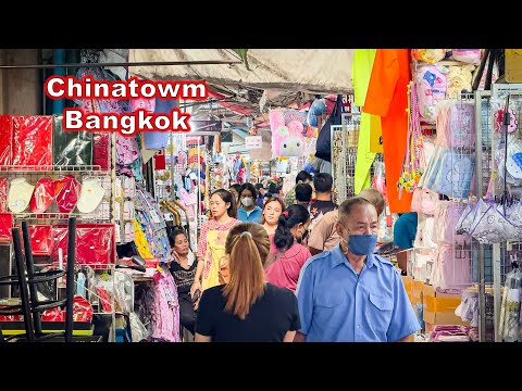Bangkok Chinatown durante o dia 10h - movimentado mercado Sampheng
