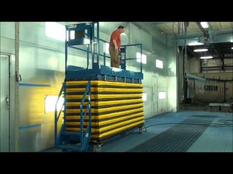 Scissor lift with sliding roll outs