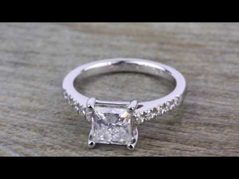 Princess Diamond Trellis Engagement Ring in White Gold (1.80 Carat)