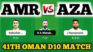 amr vs aza dream11 prediction, aza vs amr dream11, amerat royals vs azaiba xi t10, amr vs aza