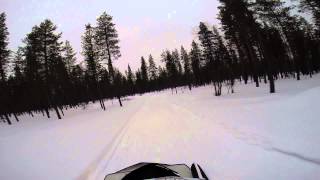 preview picture of video 'Snowmobiling shot with Go Pro, Sodankylä trails towards Kittilä and Levi, March 2014'