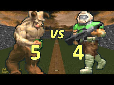 5 Hell Knights vs 4 Doomguys - Doom II Co-op Simulation - Doom Retro Battles