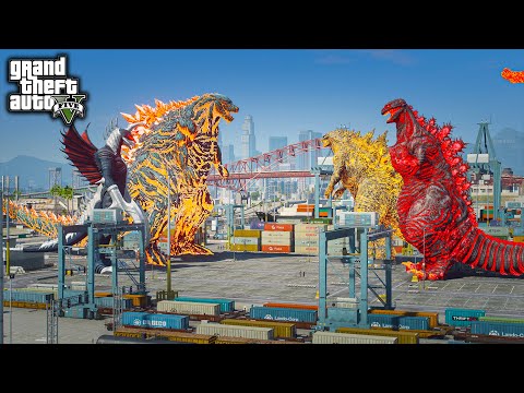 Nuclear Godzilla, Shin Godzilla Vs Nuclear Godzilla Earth, Gigan ( GTA V Mods )