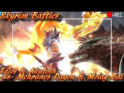 Skyrim Battles - Mehrunes Dagon & Molag Bal vs Talos & Akatosh! :) [Legendary Settings]! :)