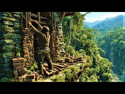 I Spent 10 Days in a Warm Stone Cave Shelter: Fireplace Build & Winter Catch and Cook