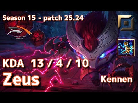 【KRサーバー/M1】HLE Zeus ケネン(Kennen) VS ランブル (Rumble) TOP - Patch25.24 KR Ranked【LoL】