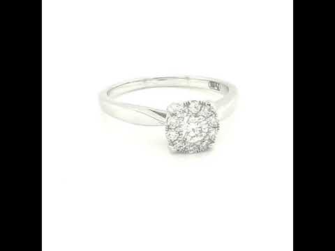 18ct White Gold Diamond Cluster Engagement Ring 306