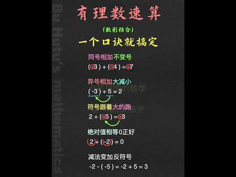 一个口诀搞定这类加减法易错计算#数学思维 #数学 #教育 #必考考点 #初中数学