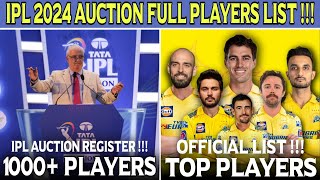 IPL 2024 Auction Official Registered Players List 