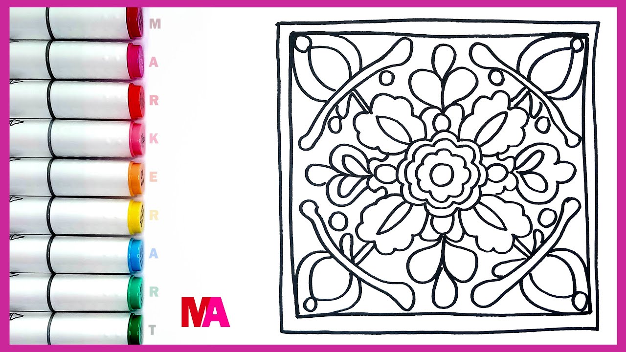 Draw and Color an abstract Flower: How to Draw tulip flowers | Step by Step Tutorial