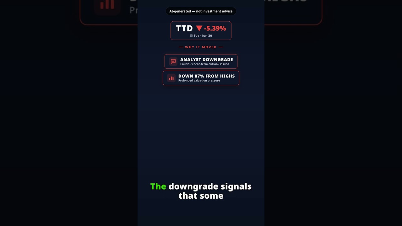 Why Is Trade Desk (The) Stock Tumbling Today? TTD -5.39% (Jun 30) — Analyst Downgrade Pressure
