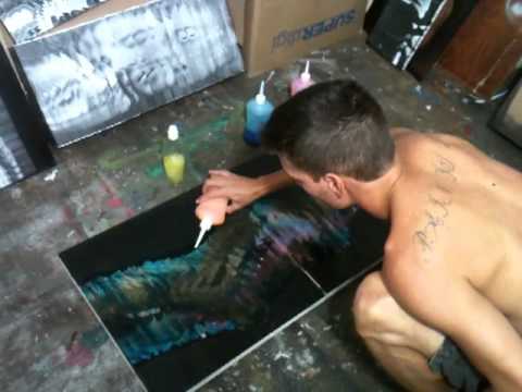 Rodrigo weill colagem frames Trainspotting action painting tinta fluor  op art