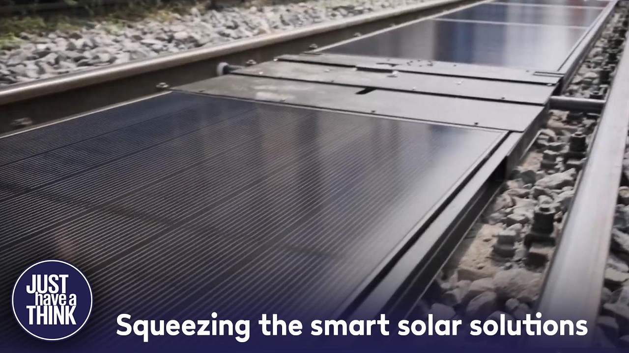 Solar panels installed between railway tracks in Switzerland