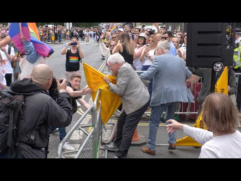 Anti-Pride religious protesters and Pride attendees CLASH in London