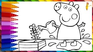 Drawing And Coloring Peppa Pig Water A Flower 🐷🫧🌼 Drawing For Kids |