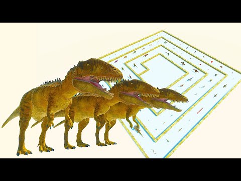 3x HUNGRY DINOSAUR vs THE IMPOSSIBLE MAZE - Animal Revolt Battle Simulator ARBS #70