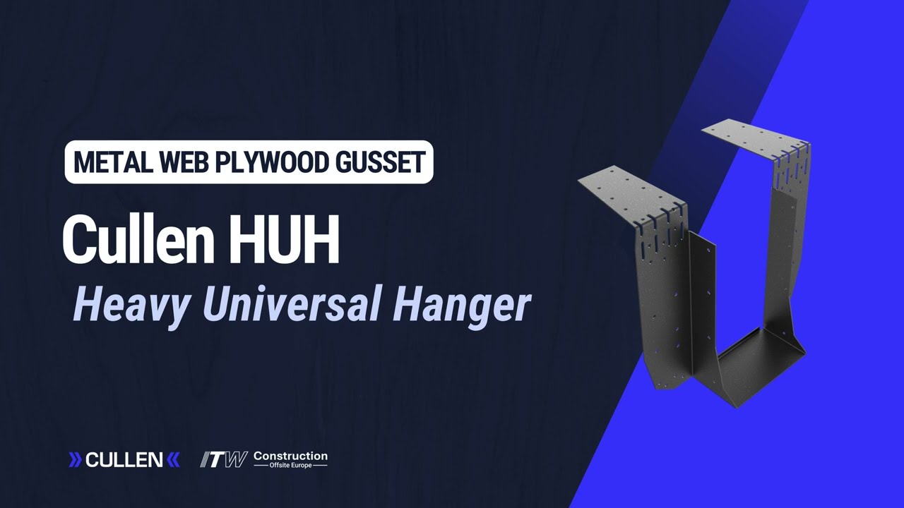 Cullen Heavy Universal Hanger (HUH): Metal Web with Plywood Gusset Installation