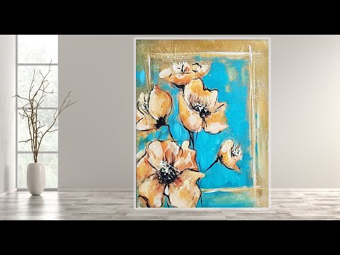 Easy FLOWERS for Beginners Abstract /Acrylic painting/Step by Step /MariArtHome