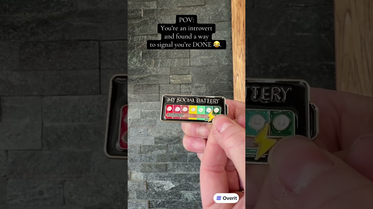 Social Battery Pin 😂 POV You're an Introvert - Gifts for Introverts Emotional Intelligence Pin