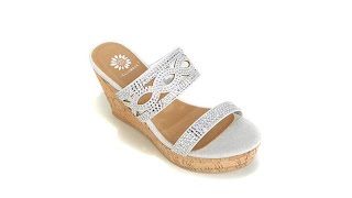 Yellow Box Camellia Studded Cutout Wedge Slide