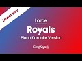 Royals - Lorde - Piano Karaoke Instrumental - Lower Key