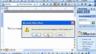 Word 2003 Tutorial Closing the Document Microsoft Training Lesson 2.2