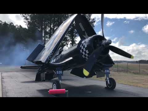 The Spectacular Roaring of The FG-1D Corsair (Startup, Wings unfolding, Take Off)