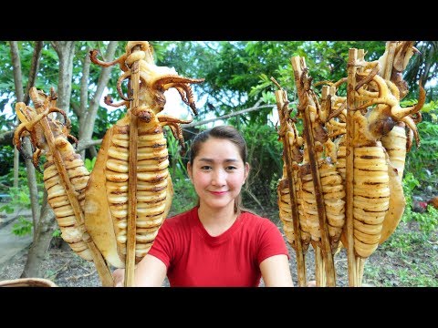 Yummy Squid Grilling Chili Sauce Homemade - Squid Grilling Recipe - Cooking With Sros Video