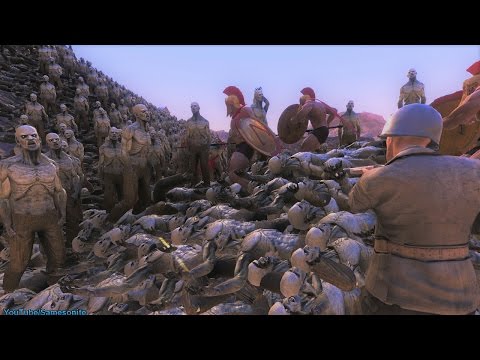 300 Spartans 5 US Marines Chuck Norris vs Zombies Orcs Giants Ultimate Epic Battle Simulator
