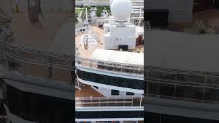 Top deck Queen Elizabeth cruise ship docked at Port Miami October 16th 2025 epic drone shot #cruises