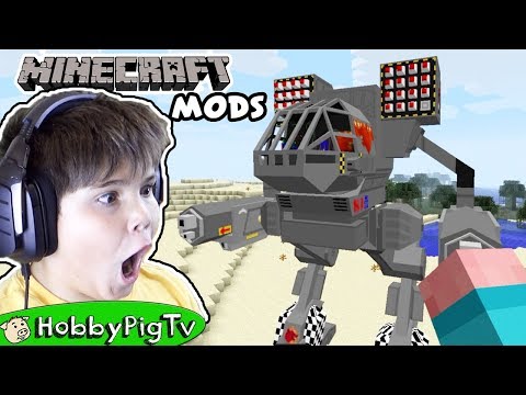 Minecraft Mods! SPACE CREATURES + GIANT ROBOTS. Dream Craft Fun HobbyPigTV