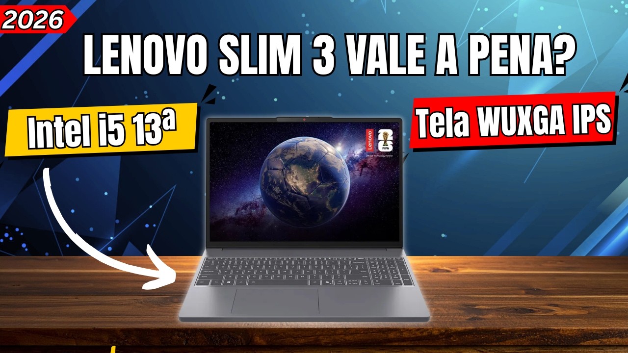 Miniatura da avaliação em vídeo de Notebook Lenovo Ideapad Slim 3 15IRH10 83NS0002BR